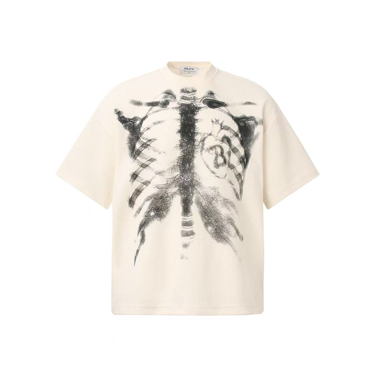 Streetwear Waffle Skeleton Print T-Shirt