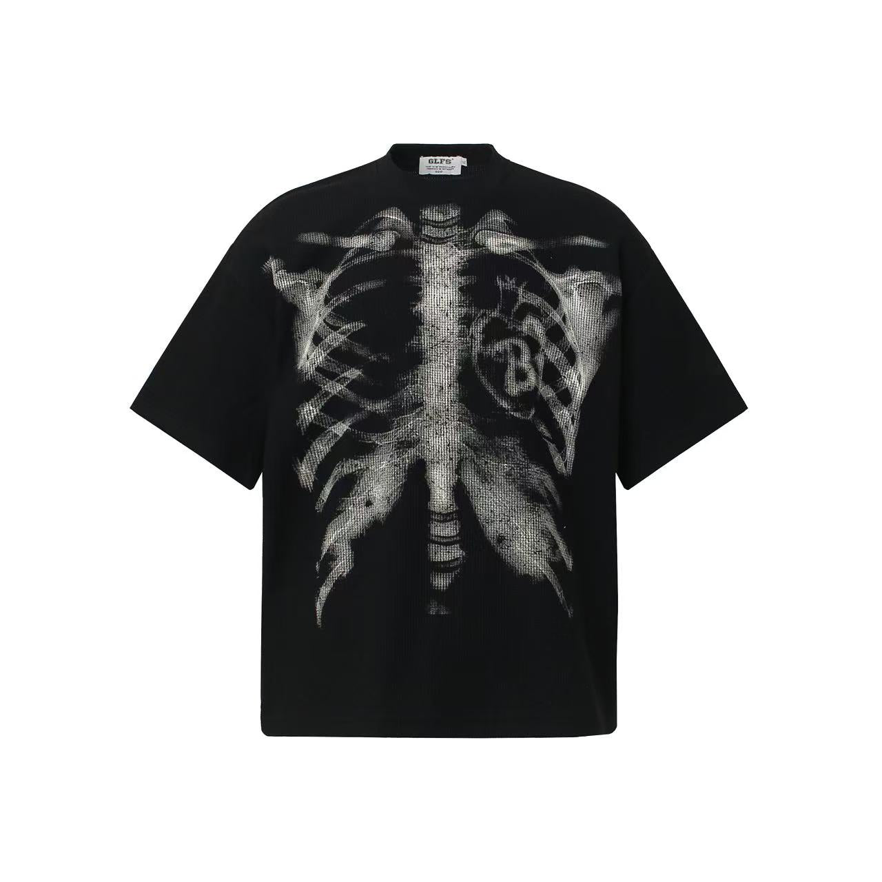 Streetwear Waffle Skeleton Print T-Shirt