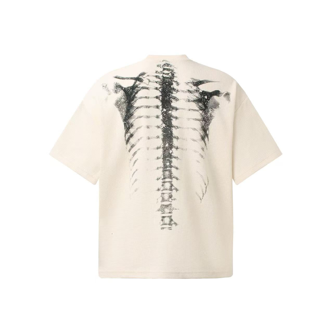 Streetwear Waffle Skeleton Print T-Shirt