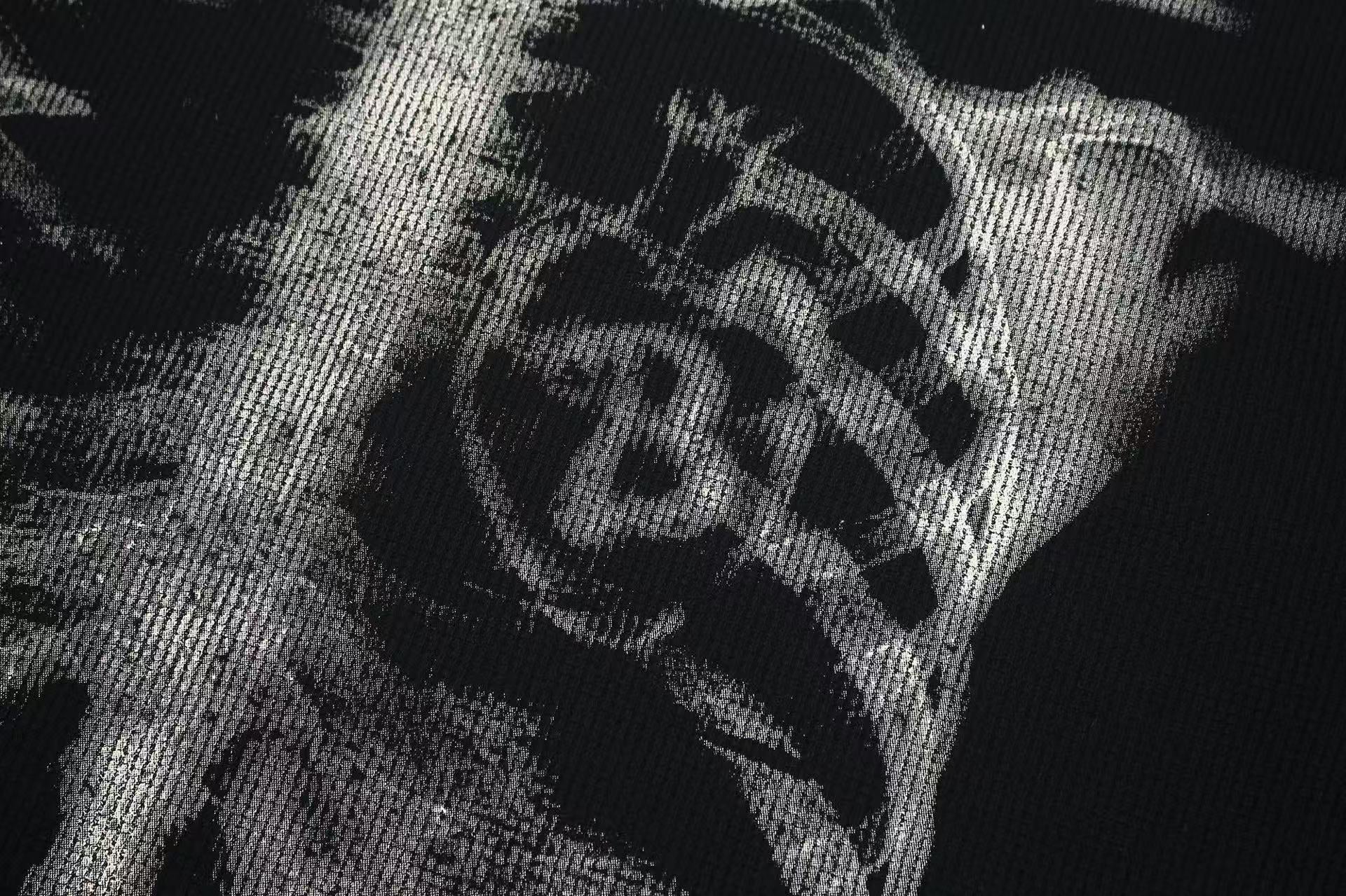 Streetwear Waffle Skeleton Print T-Shirt