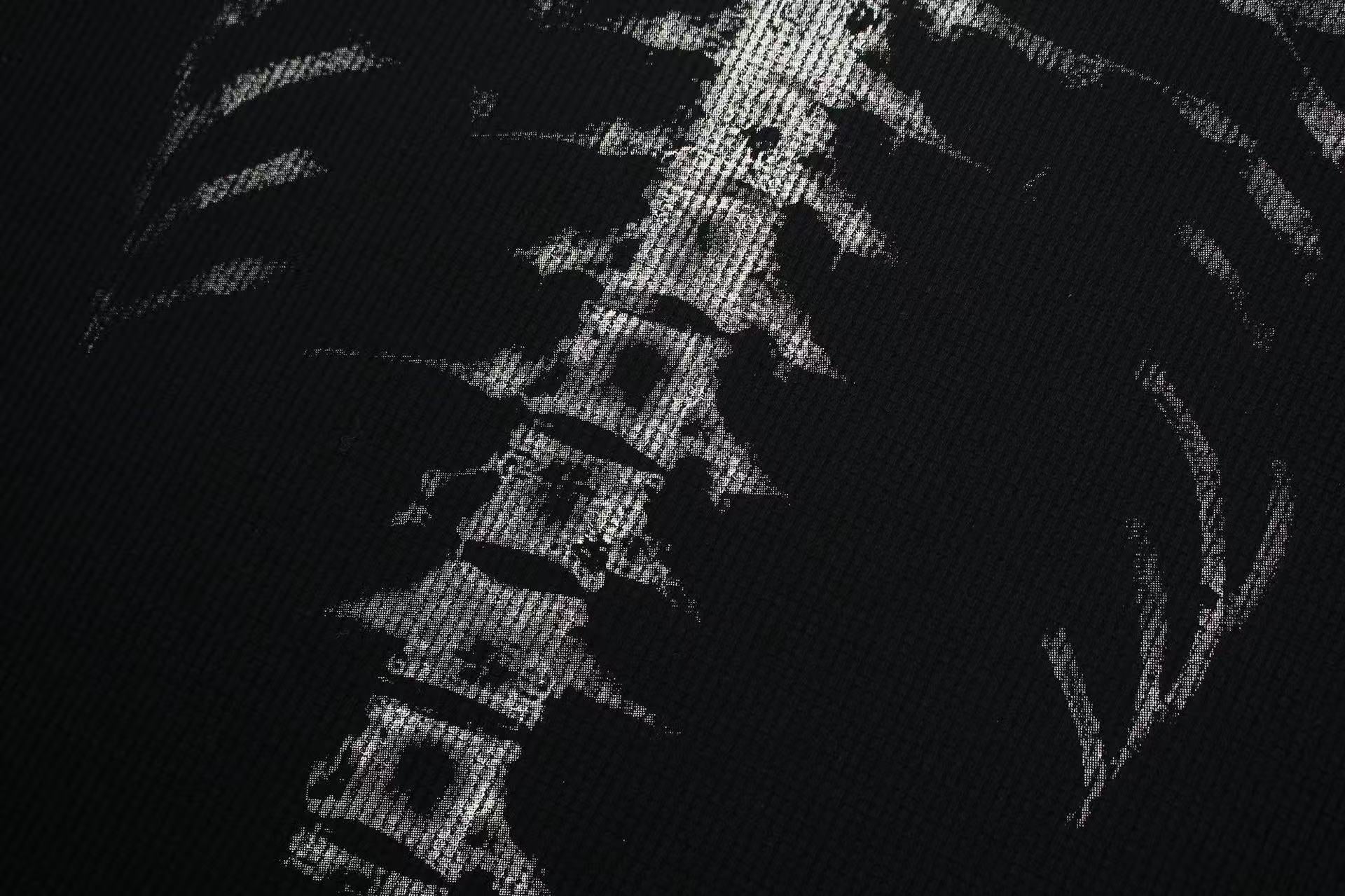 Streetwear Waffle Skeleton Print T-Shirt