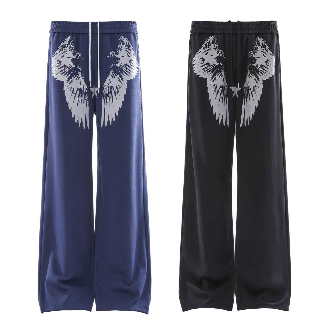 Wing Print Wide-Leg Sweatpants