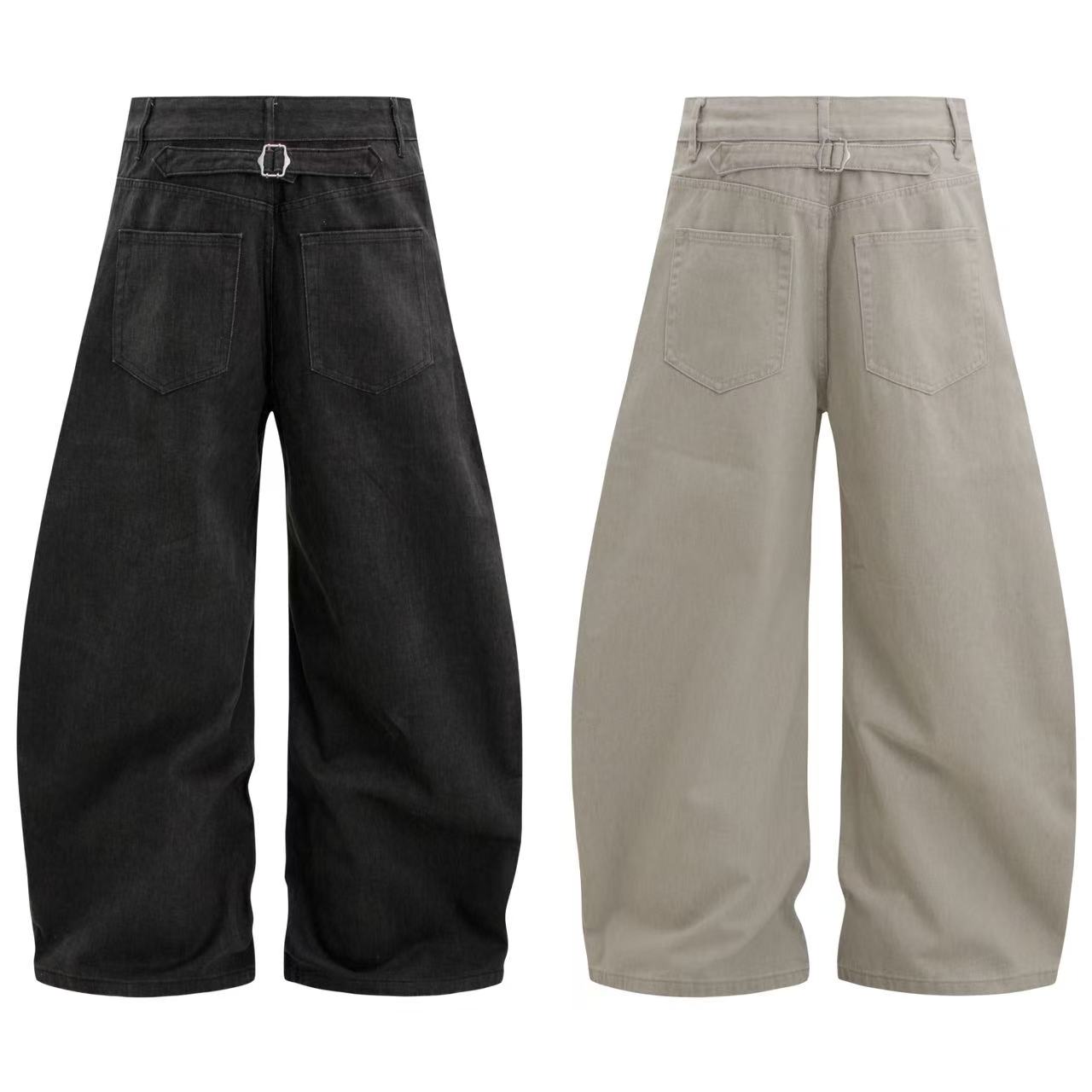 Multi-Button Pleated Baggy Cargo Pants