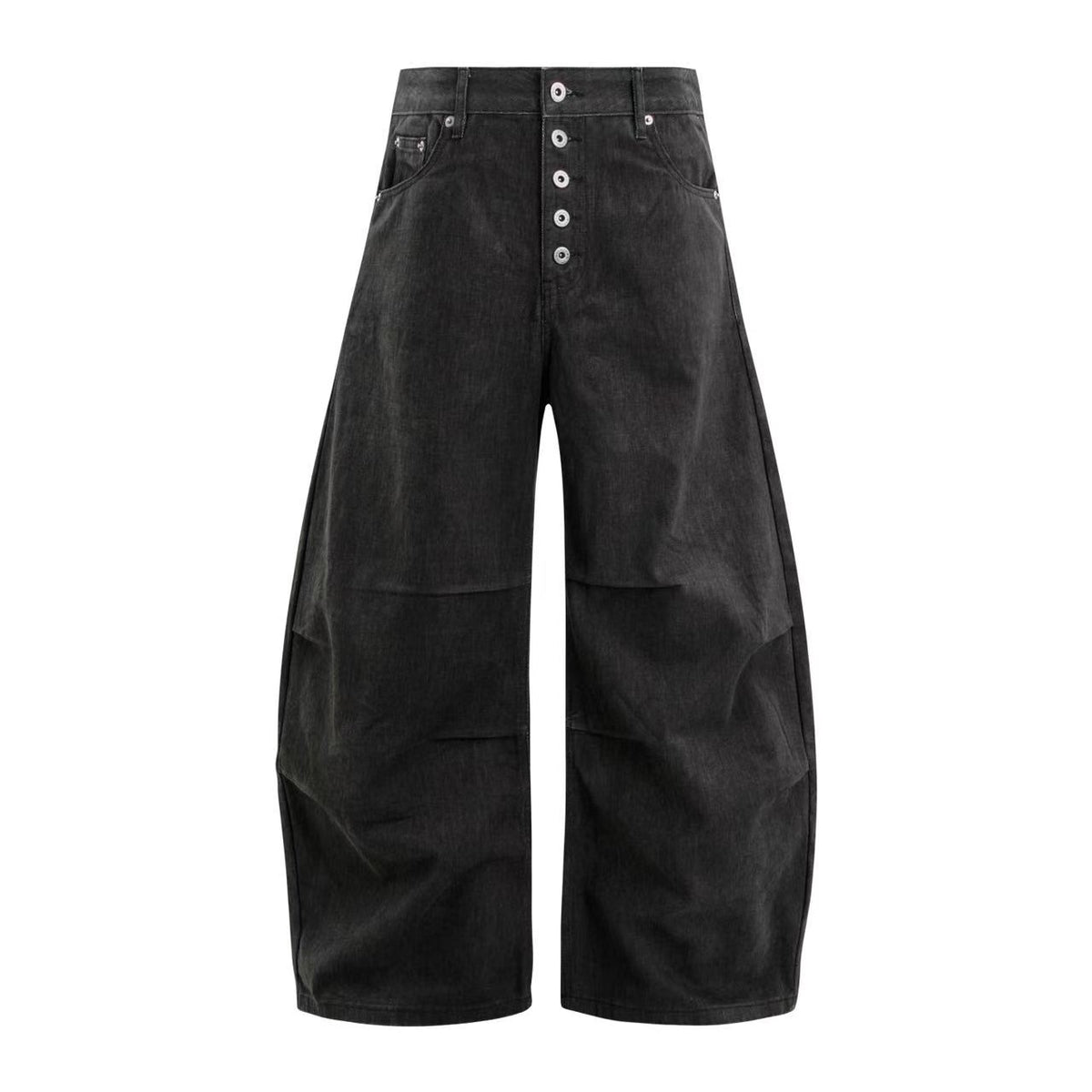 Multi-Button Pleated Baggy Cargo Pants