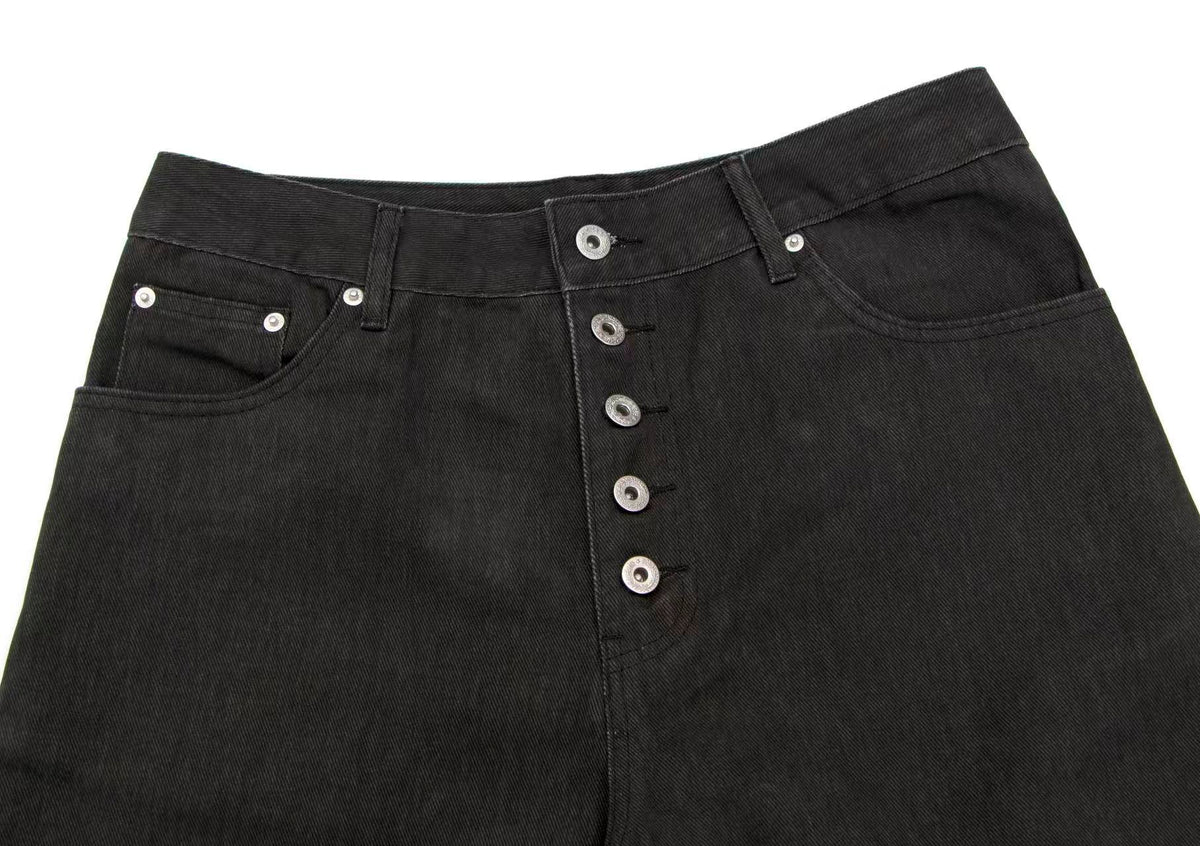 Multi-Button Pleated Baggy Cargo Pants