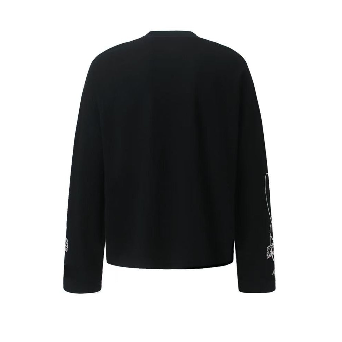 Studded Dark-Gothic Print Waffle Knit Long Sleeve