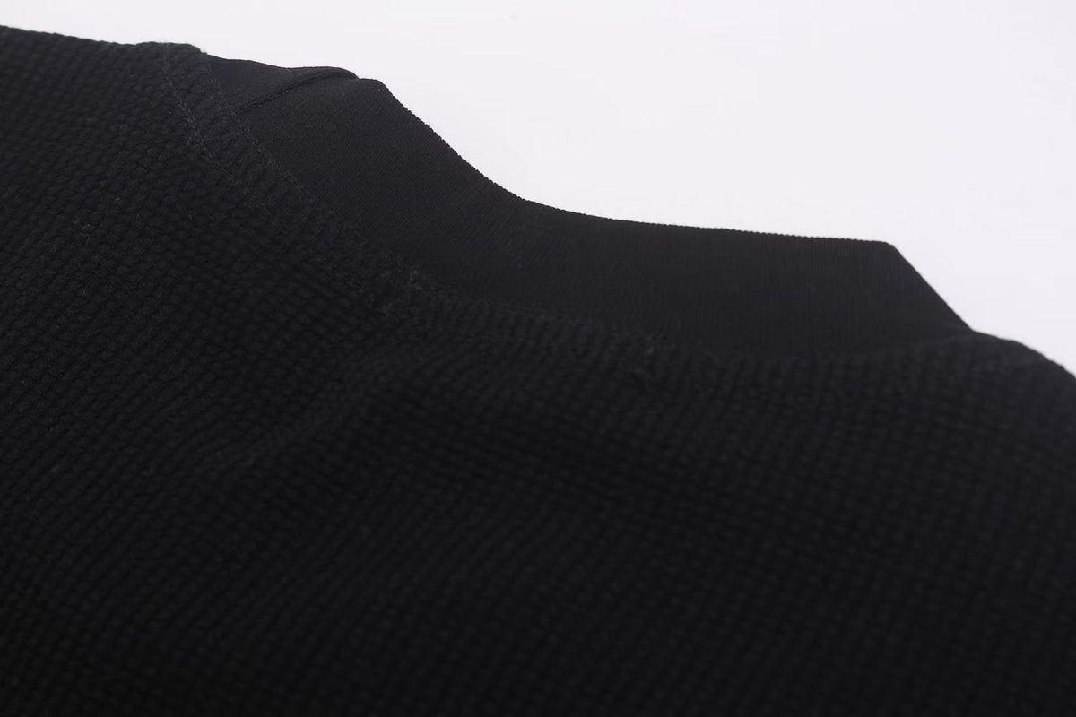 Studded Cross Print Waffle Knit Long Sleeve