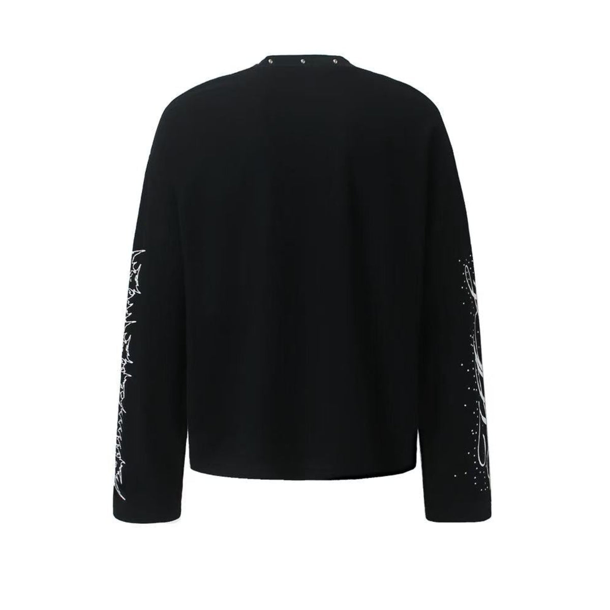 Studded Grunge Collage Portrait Print Waffle Knit Long Sleeve