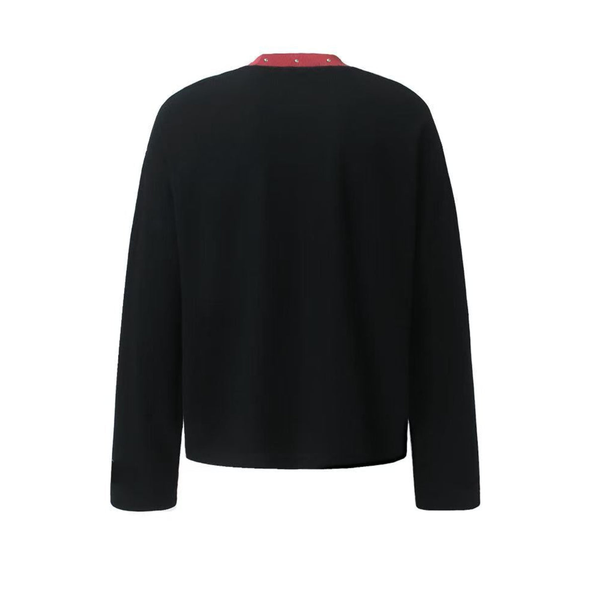 Rivet Contrast Collar Gothic Print Waffle Knit Long Sleeve