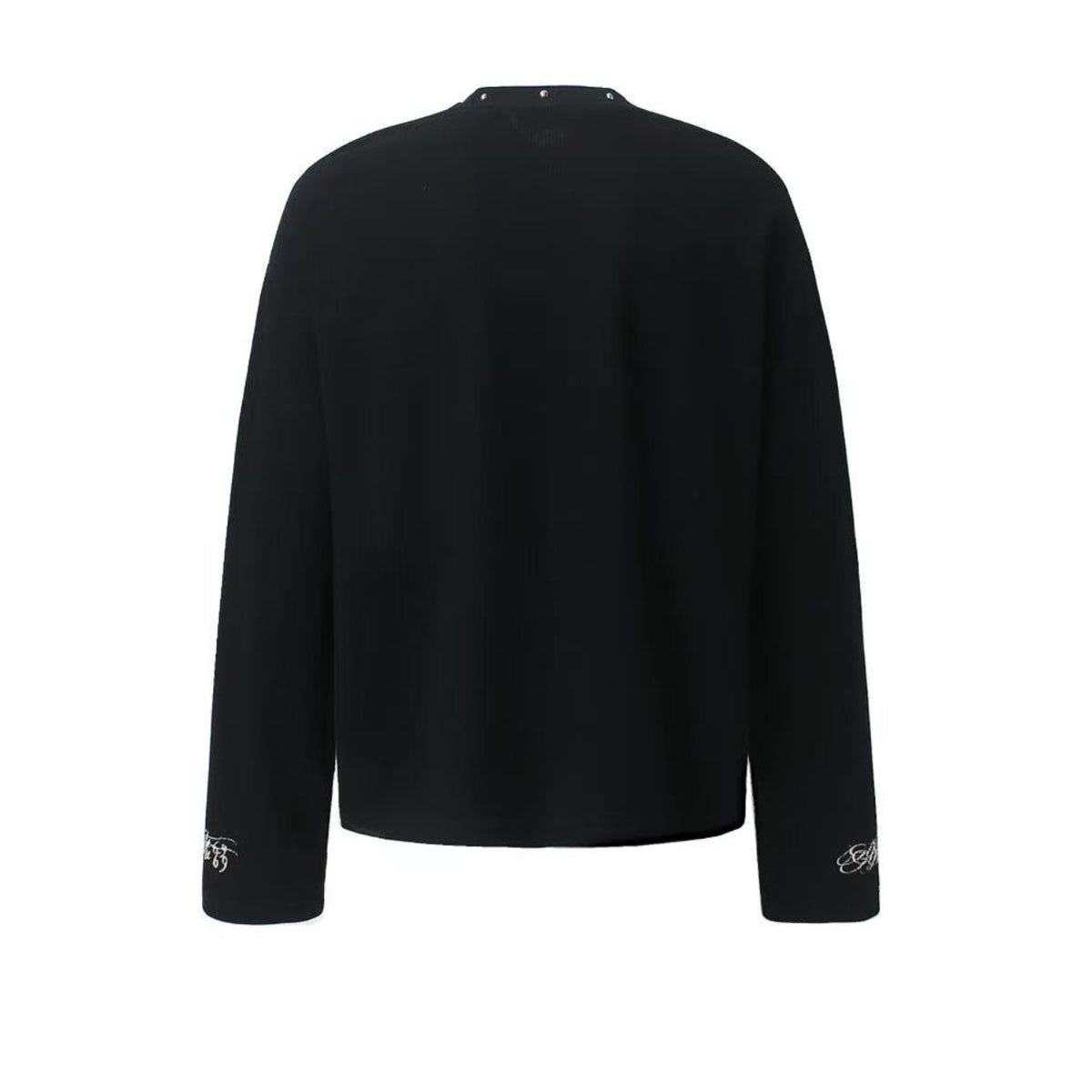 Studded Collar Leopard-Print Cross Waffle Knit Long Sleeve