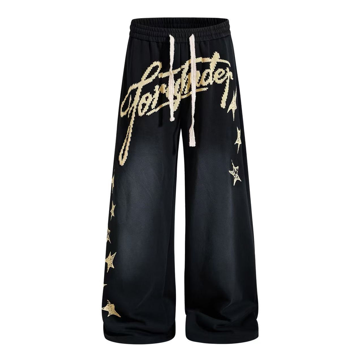 Gradient Star Script Print Wide-Leg Sweatpants