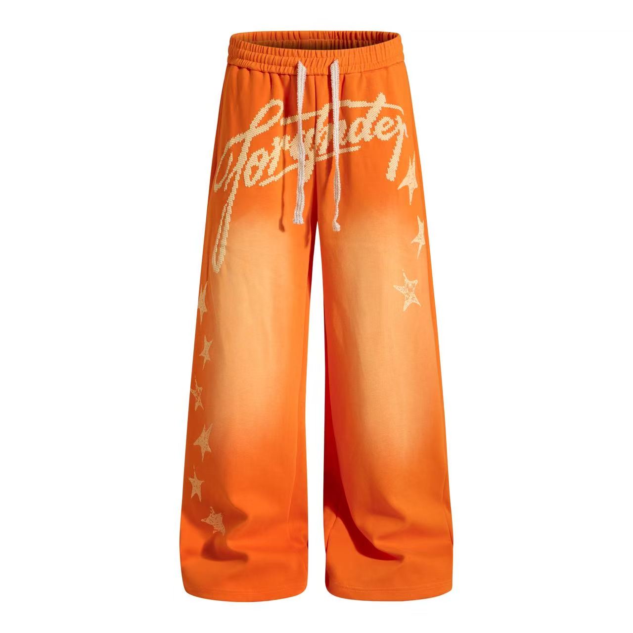 Gradient Star Script Print Wide-Leg Sweatpants