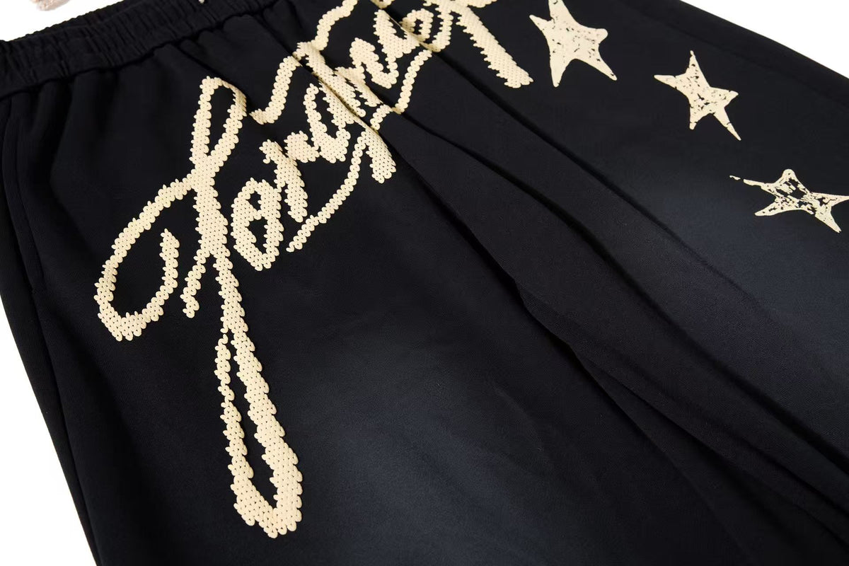 Gradient Star Script Print Wide-Leg Sweatpants