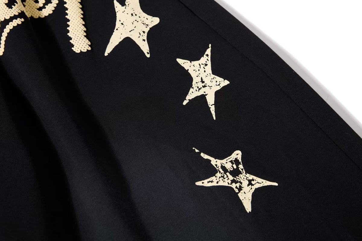 Gradient Star Script Print Wide-Leg Sweatpants