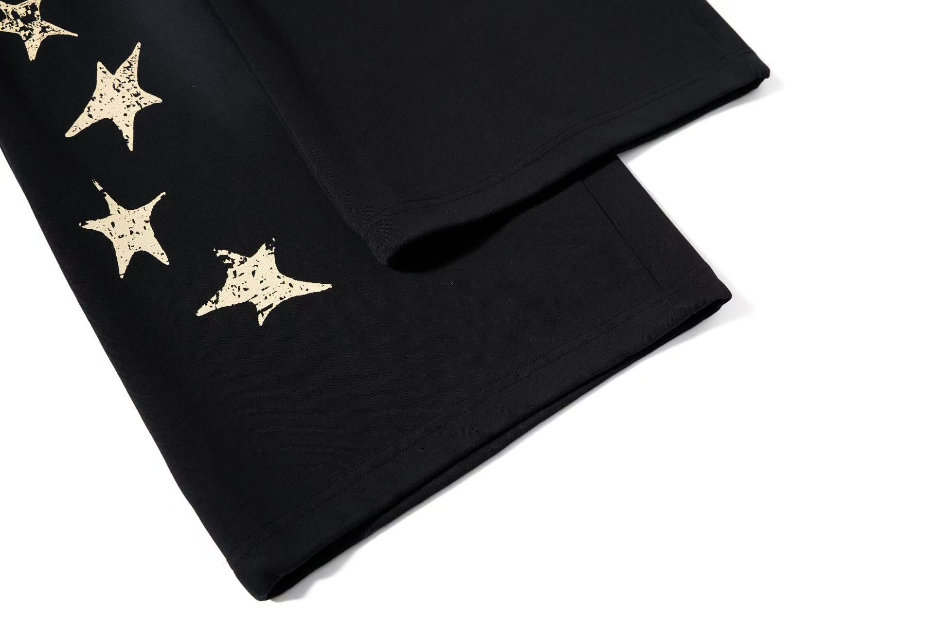 Gradient Star Script Print Wide-Leg Sweatpants