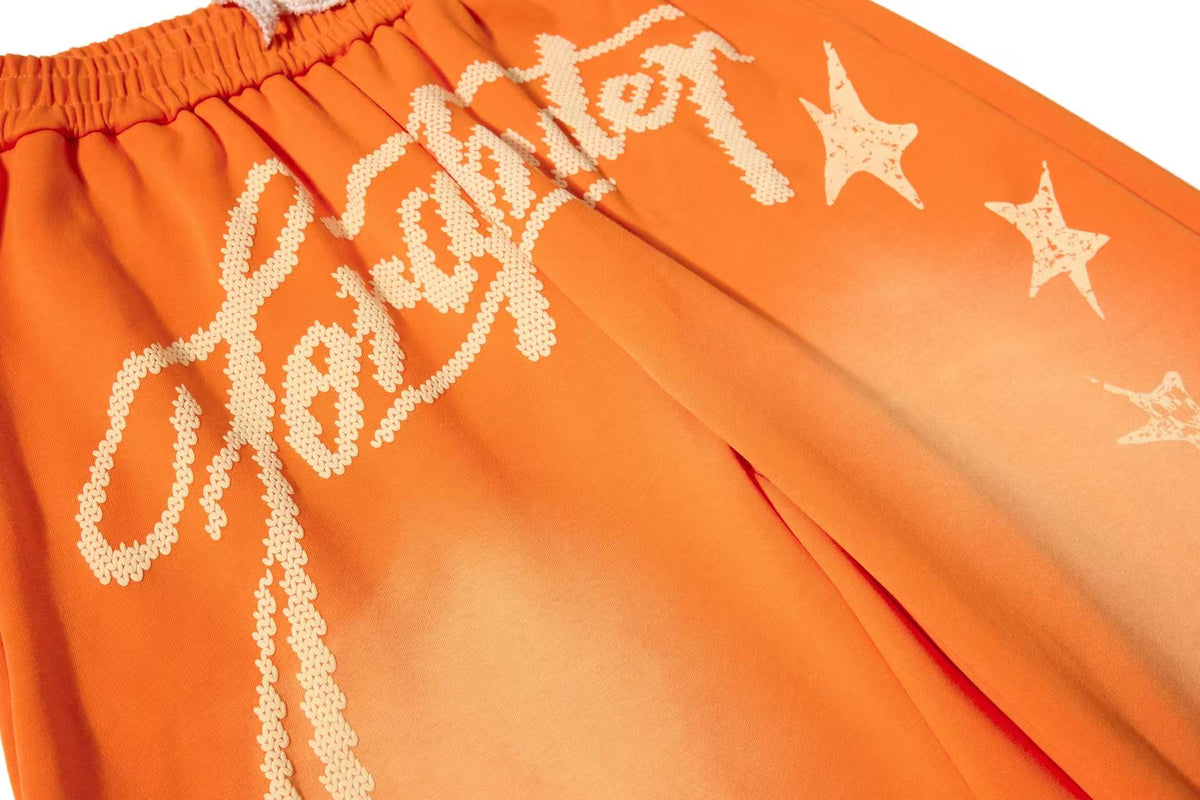 Gradient Star Script Print Wide-Leg Sweatpants