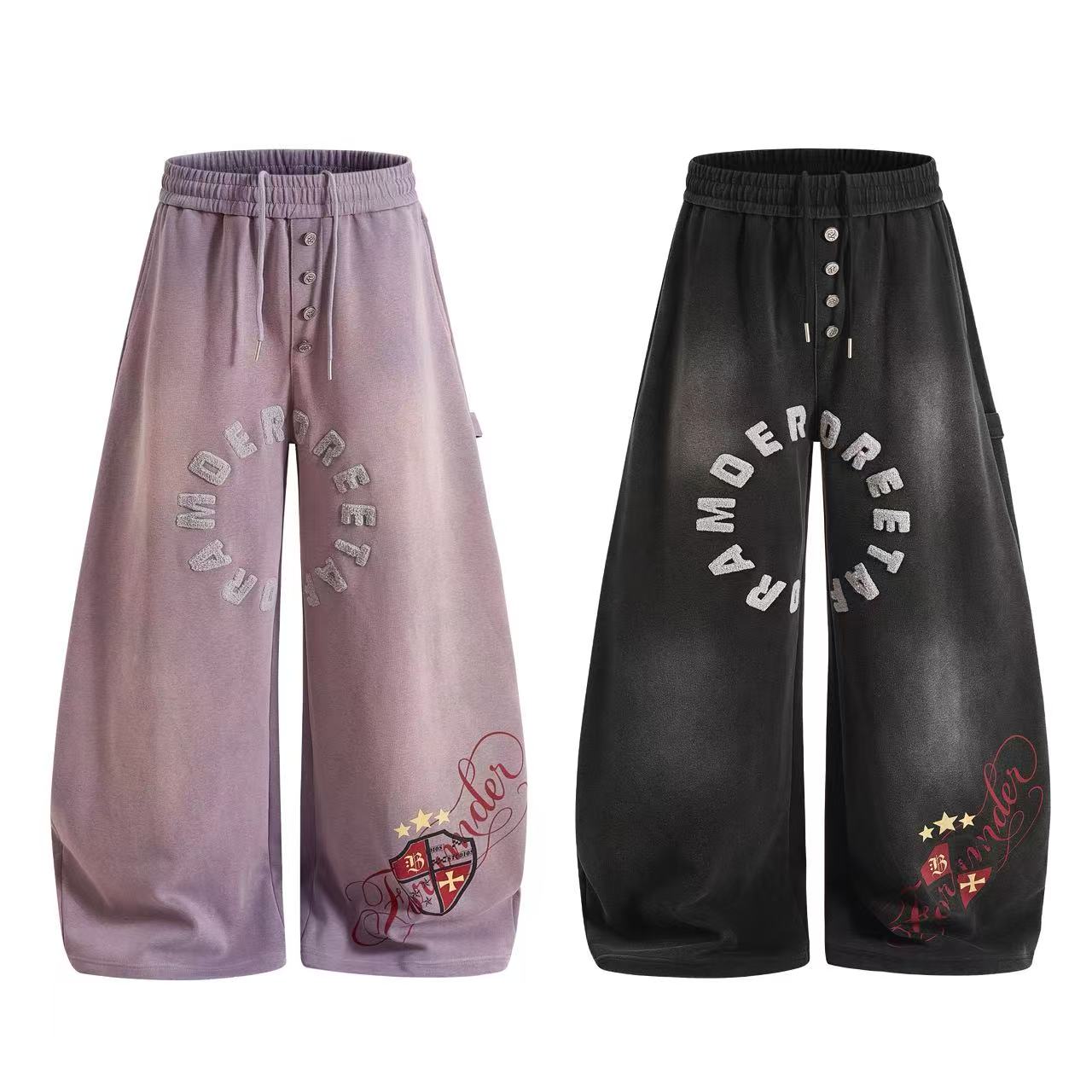 Ombre Wash Letter Wide-Leg Sweatpants