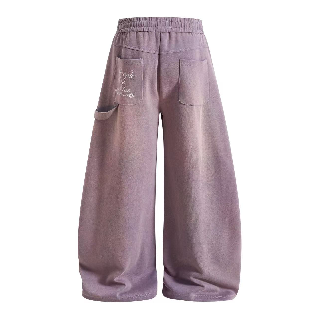 Ombre Wash Letter Wide-Leg Sweatpants