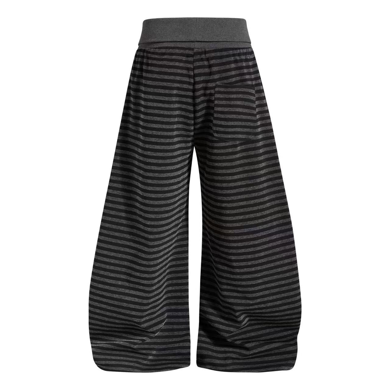 Striped Distressed Number Print Wide-Leg Sweatpants