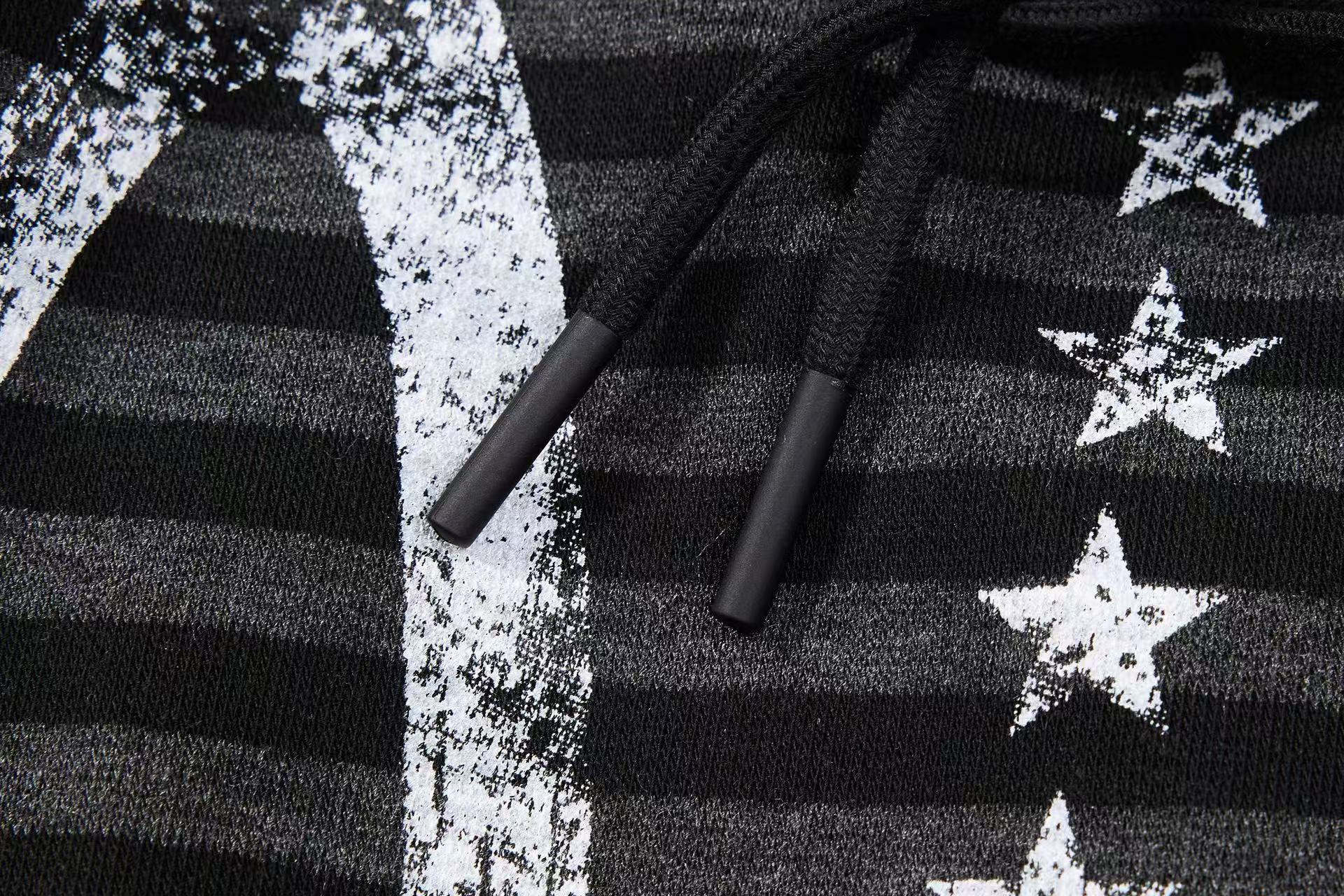Striped Distressed Number Print Wide-Leg Sweatpants