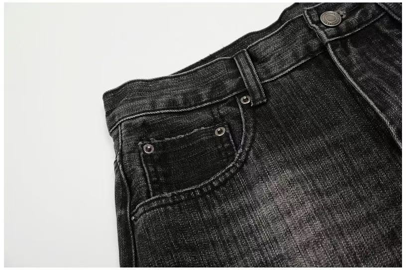 Vintage Faded Black Wide-Leg Baggy Jeans