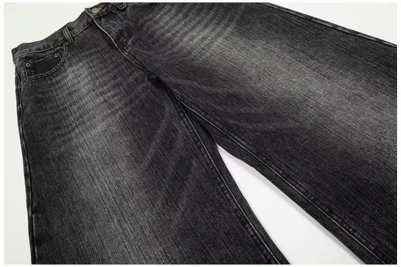 Vintage Faded Black Wide-Leg Baggy Jeans