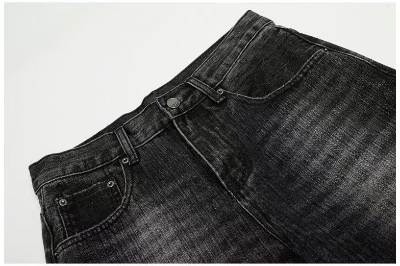 Vintage Faded Black Wide-Leg Baggy Jeans