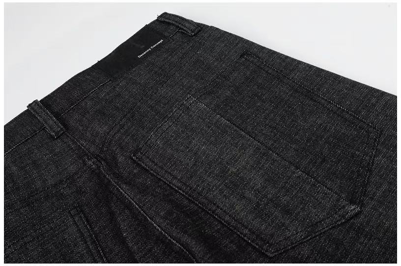 Raw Black Denim Multi-Button Wide-Leg Baggy Jeans