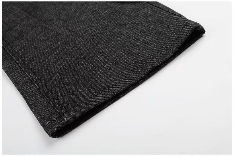 Raw Black Denim Multi-Button Wide-Leg Baggy Jeans