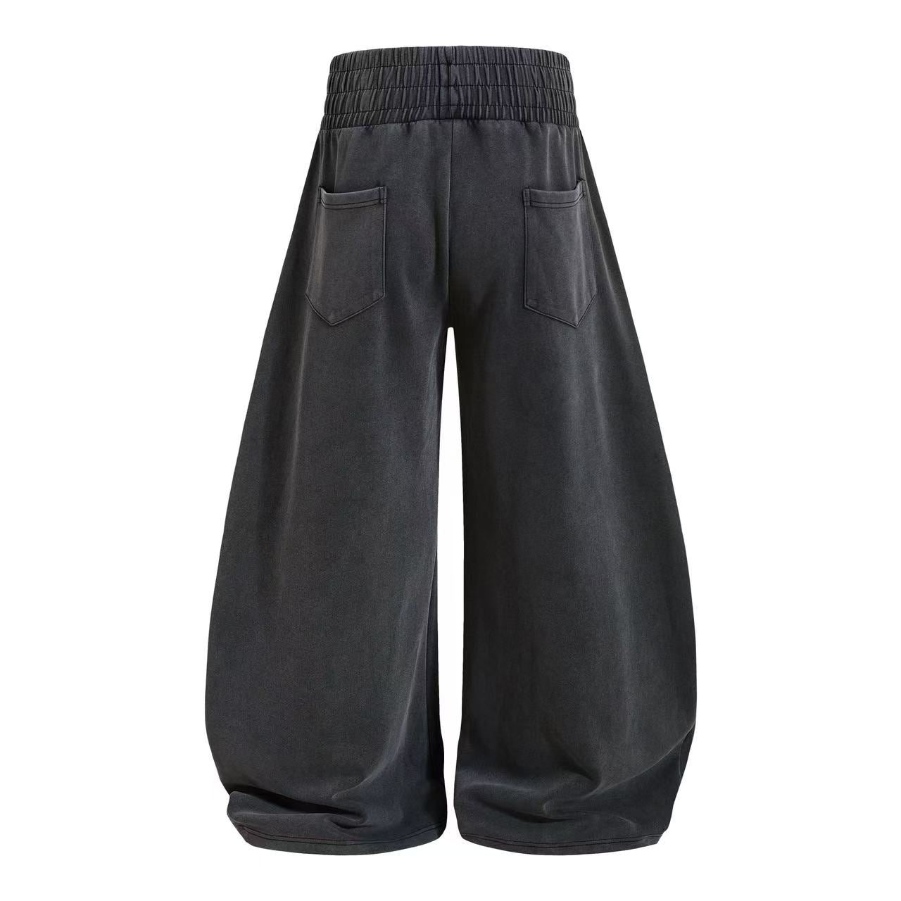Washed Crackle Letter Baggy Wide-Leg Sweatpants
