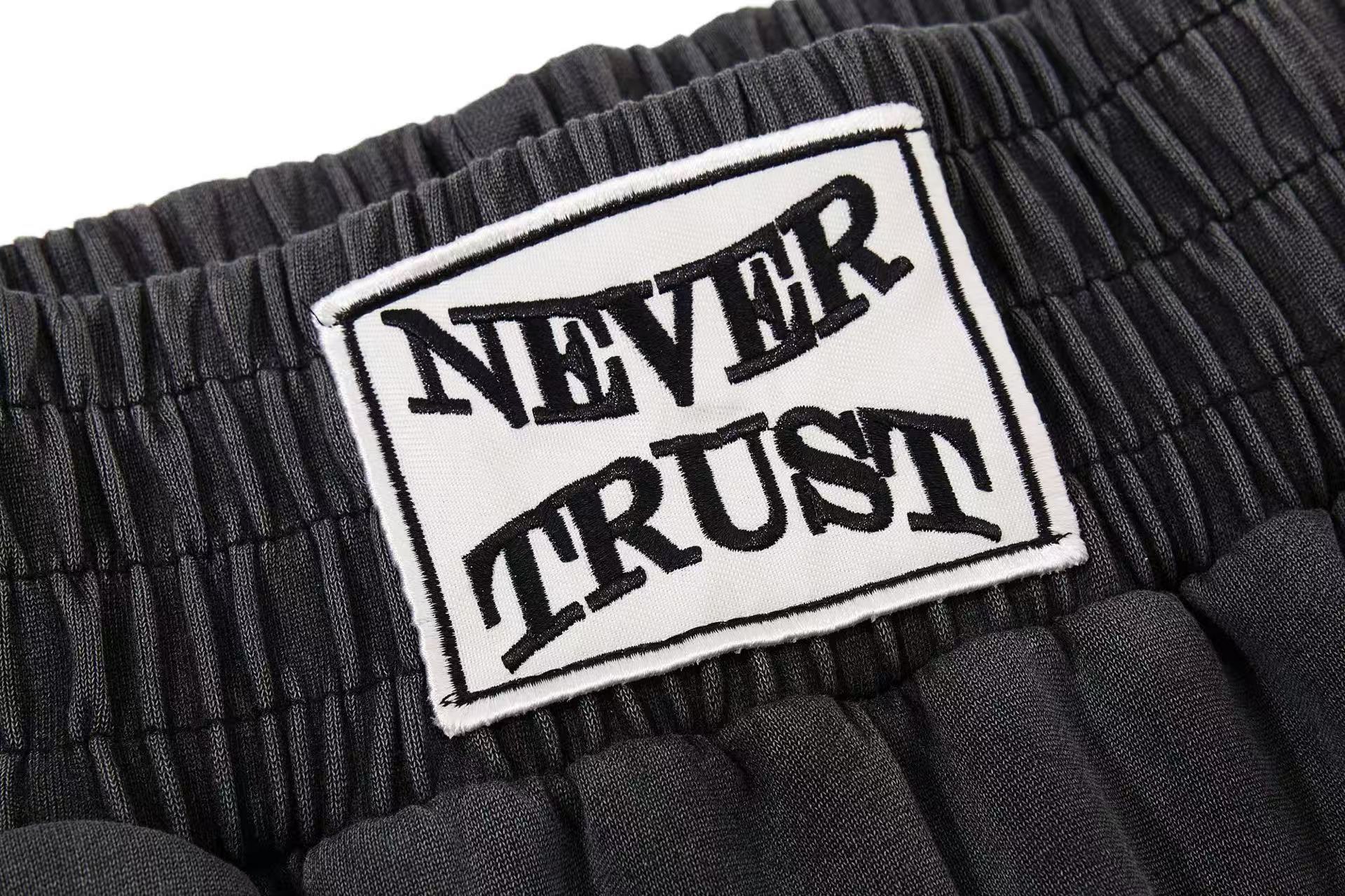 Washed Crackle Letter Baggy Wide-Leg Sweatpants