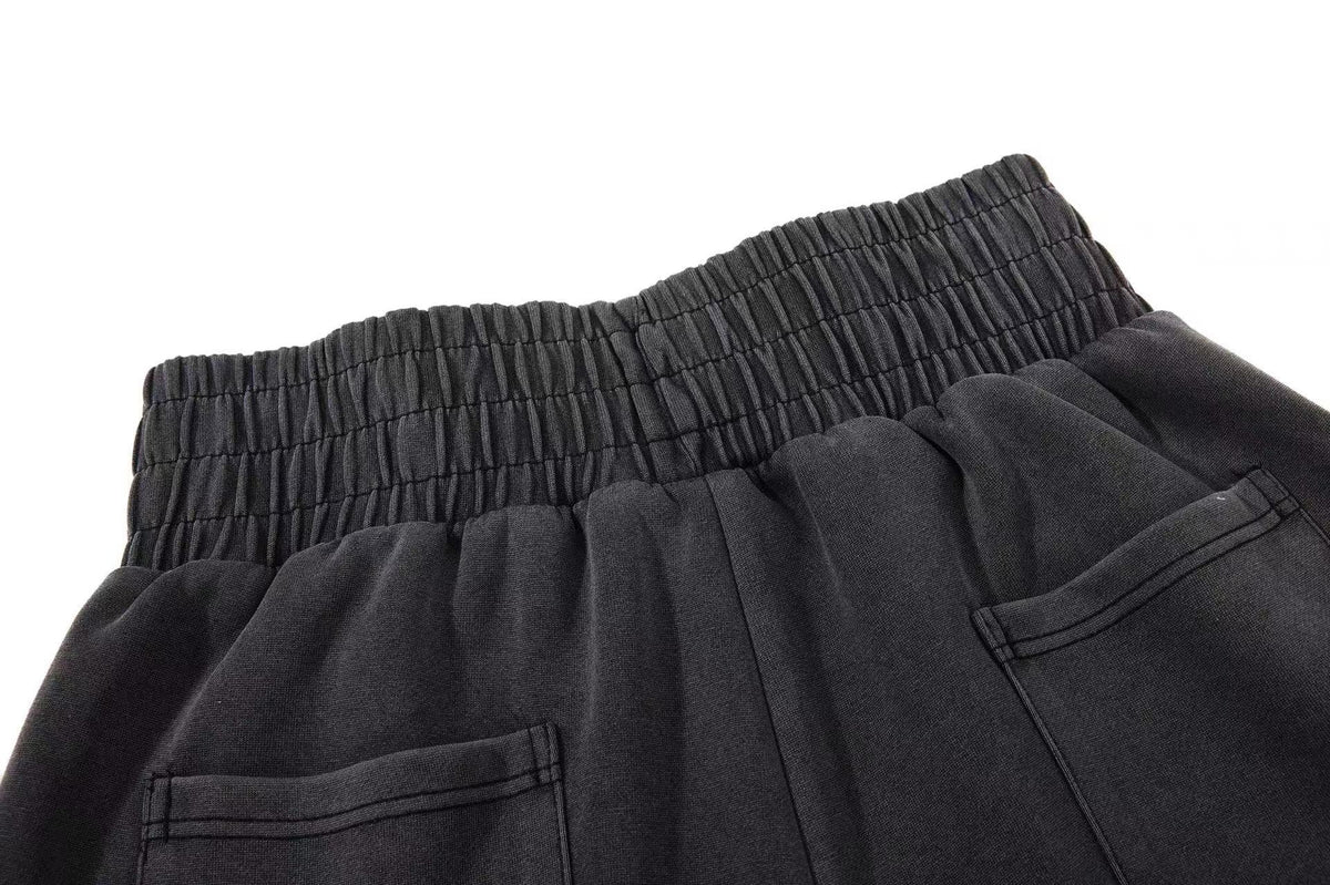 Washed Crackle Letter Baggy Wide-Leg Sweatpants