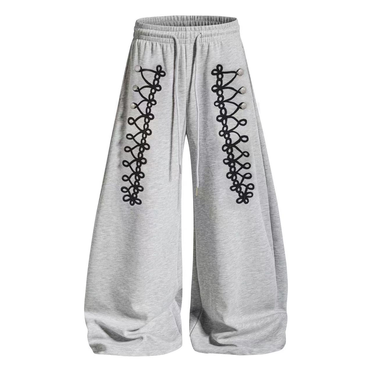Side Lace-Up Detail Baggy Wide-Leg Sweatpants