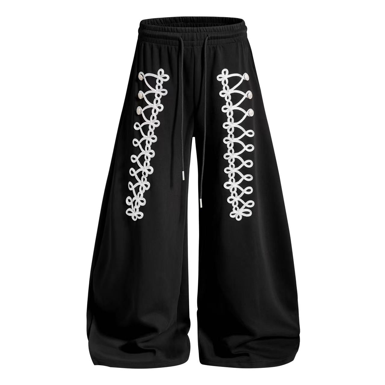 Side Lace-Up Detail Baggy Wide-Leg Sweatpants