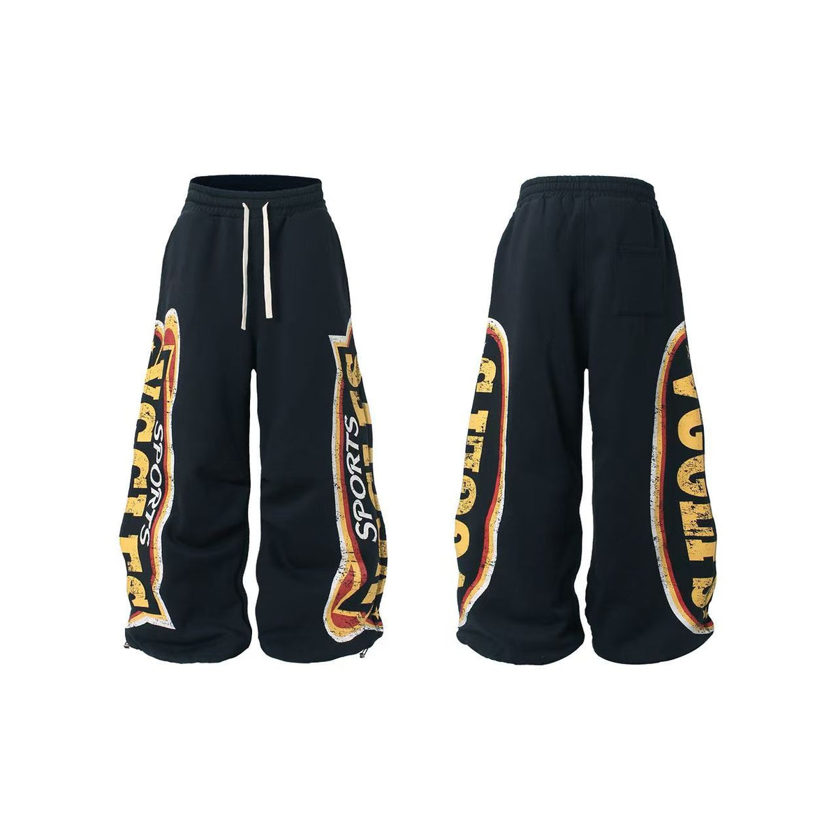 Vintage Sports Graphic Baggy Wide-Leg Sweatpants