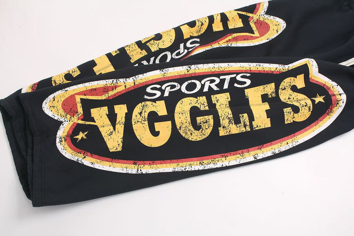 Vintage Sports Graphic Baggy Wide-Leg Sweatpants