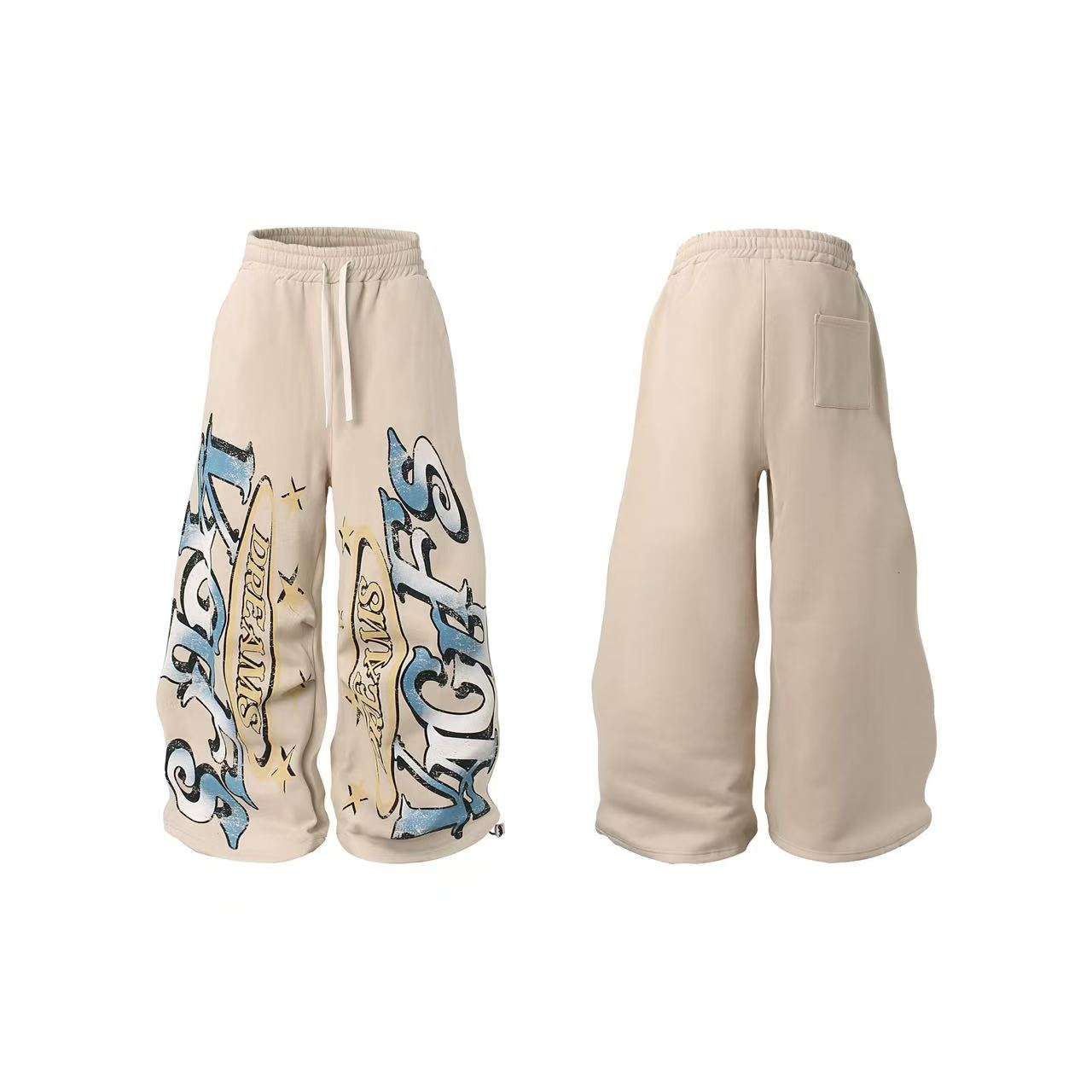 Graffiti Star Graphic Baggy Wide-Leg Sweatpants