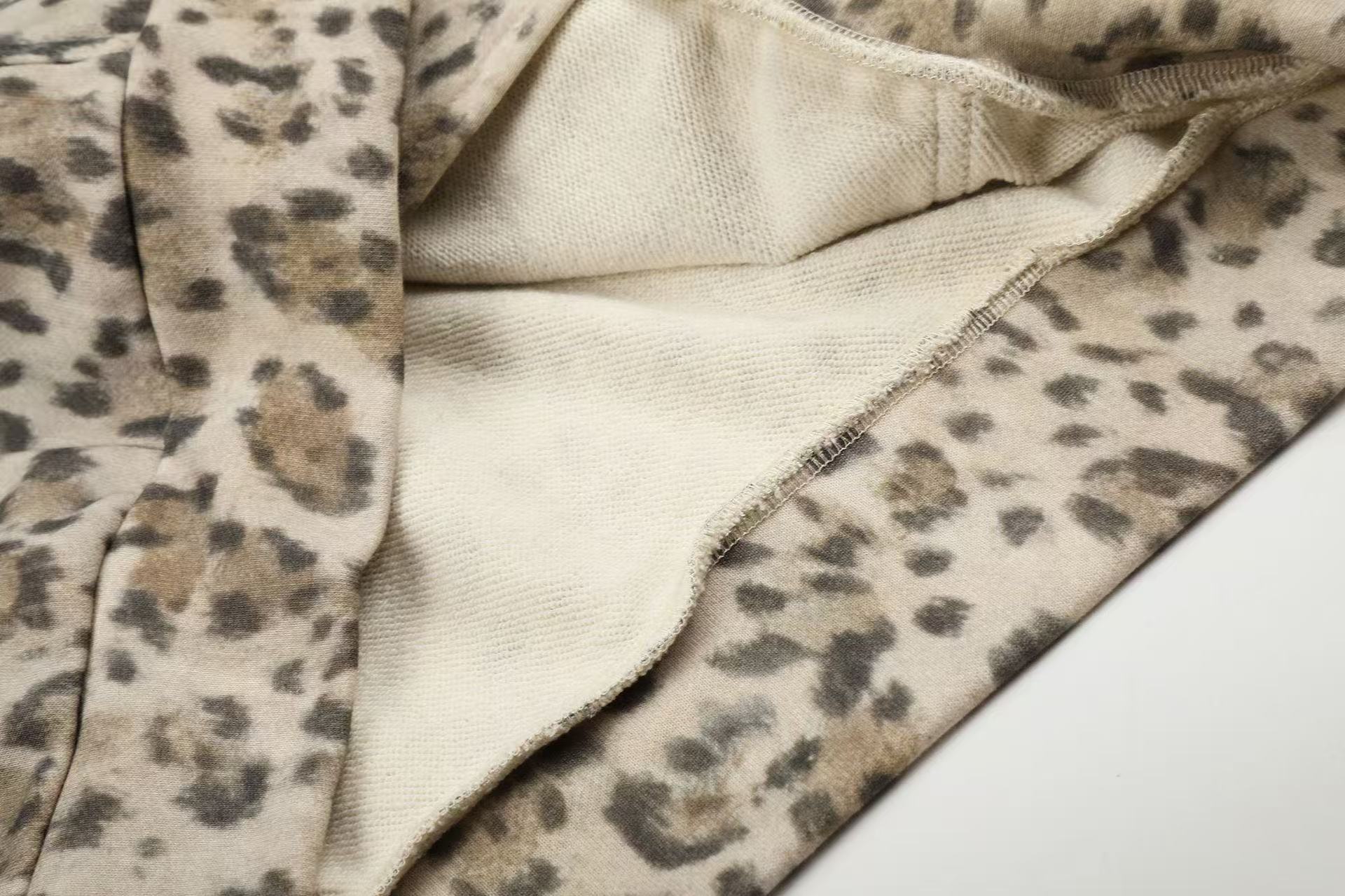 Leopard Print 3-Striped Zip-Up Hoodie