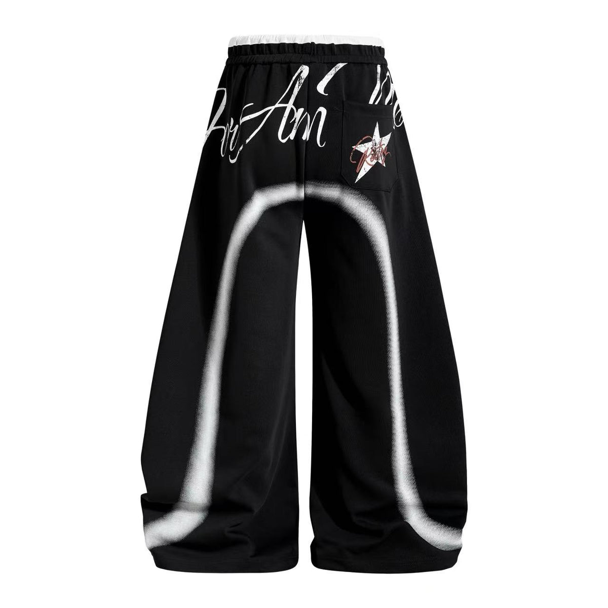 Spray-Paint Curve Graphic Baggy Wide-Leg Sweatpants