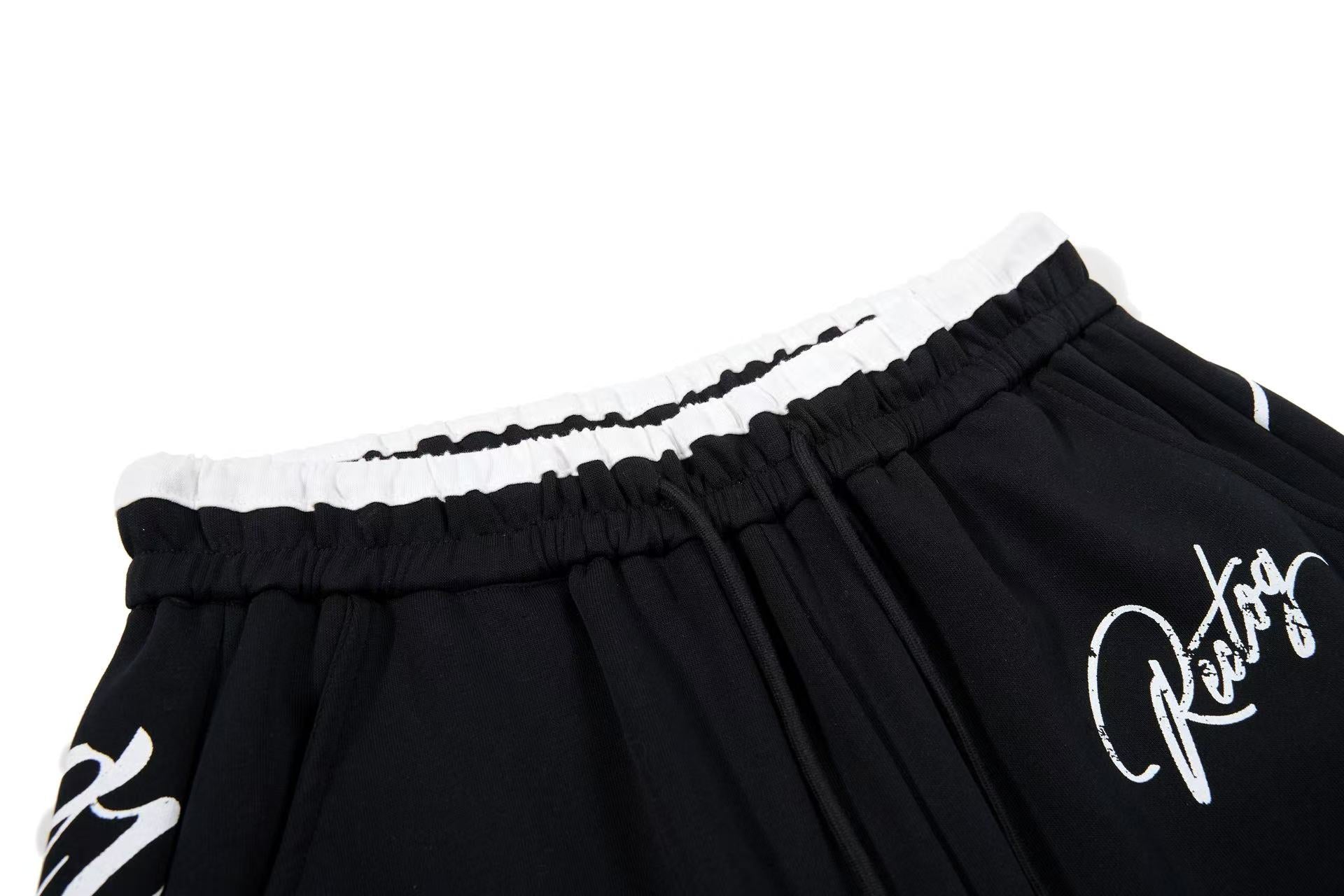 Spray-Paint Curve Graphic Baggy Wide-Leg Sweatpants