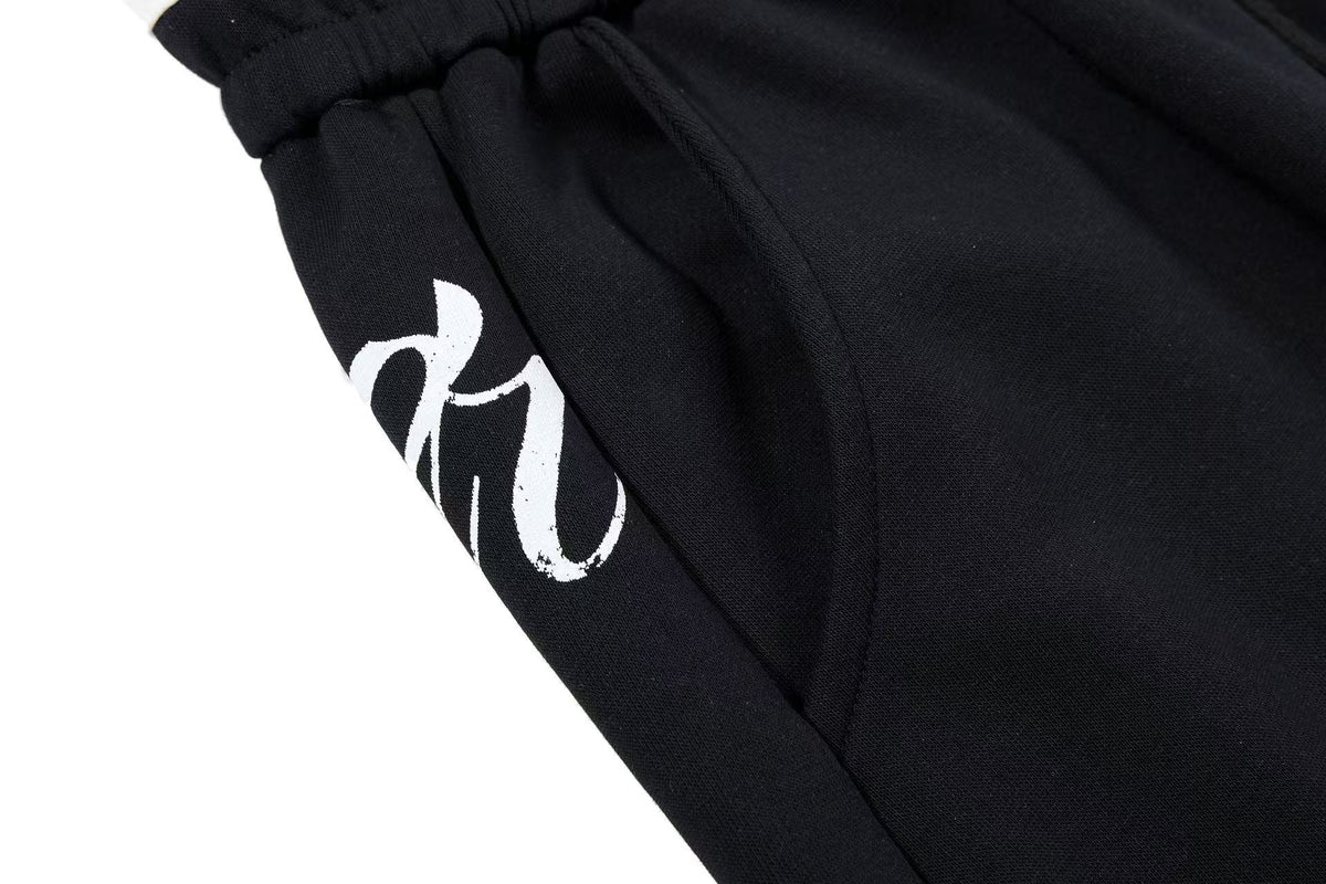 Spray-Paint Curve Graphic Baggy Wide-Leg Sweatpants