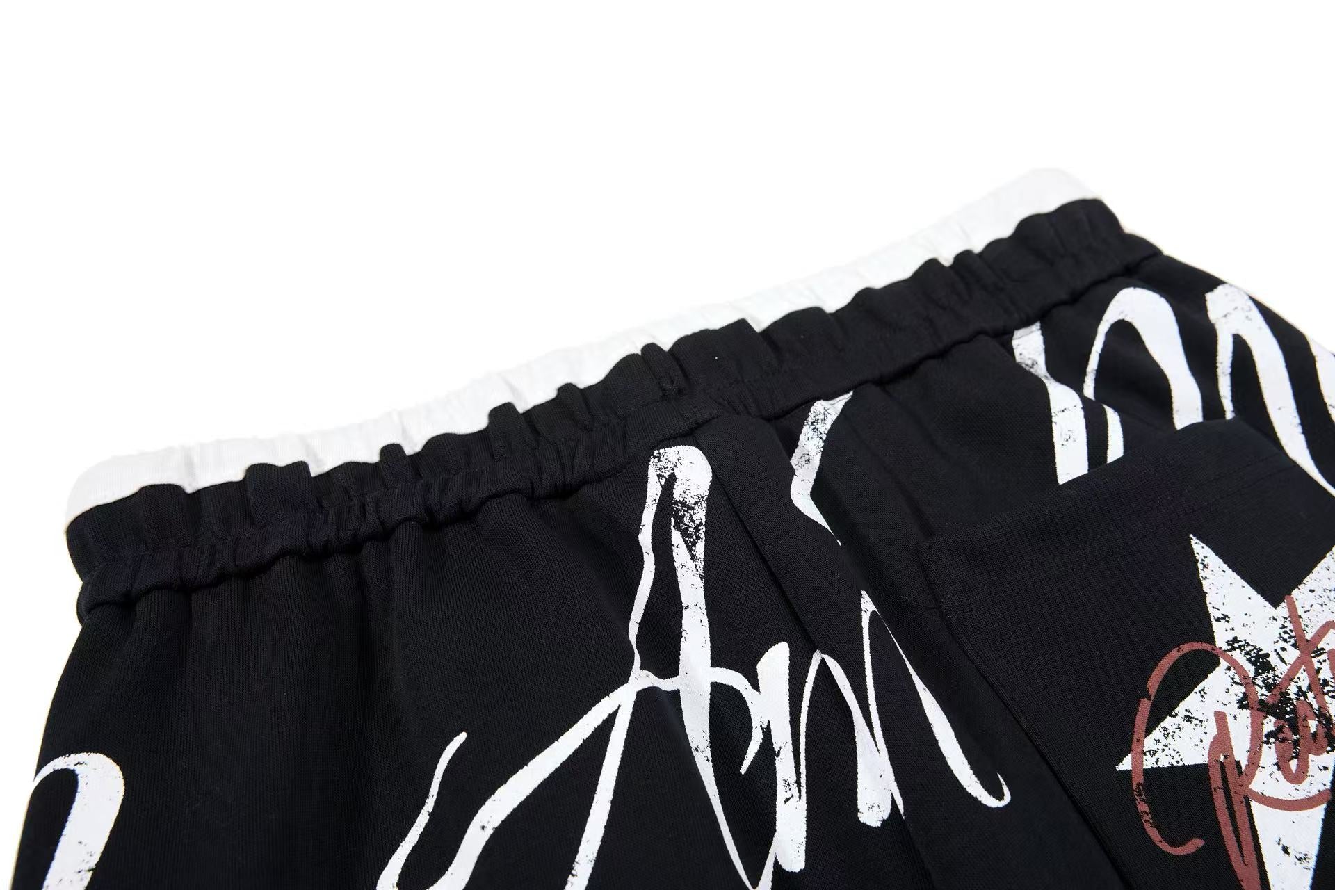 Spray-Paint Curve Graphic Baggy Wide-Leg Sweatpants