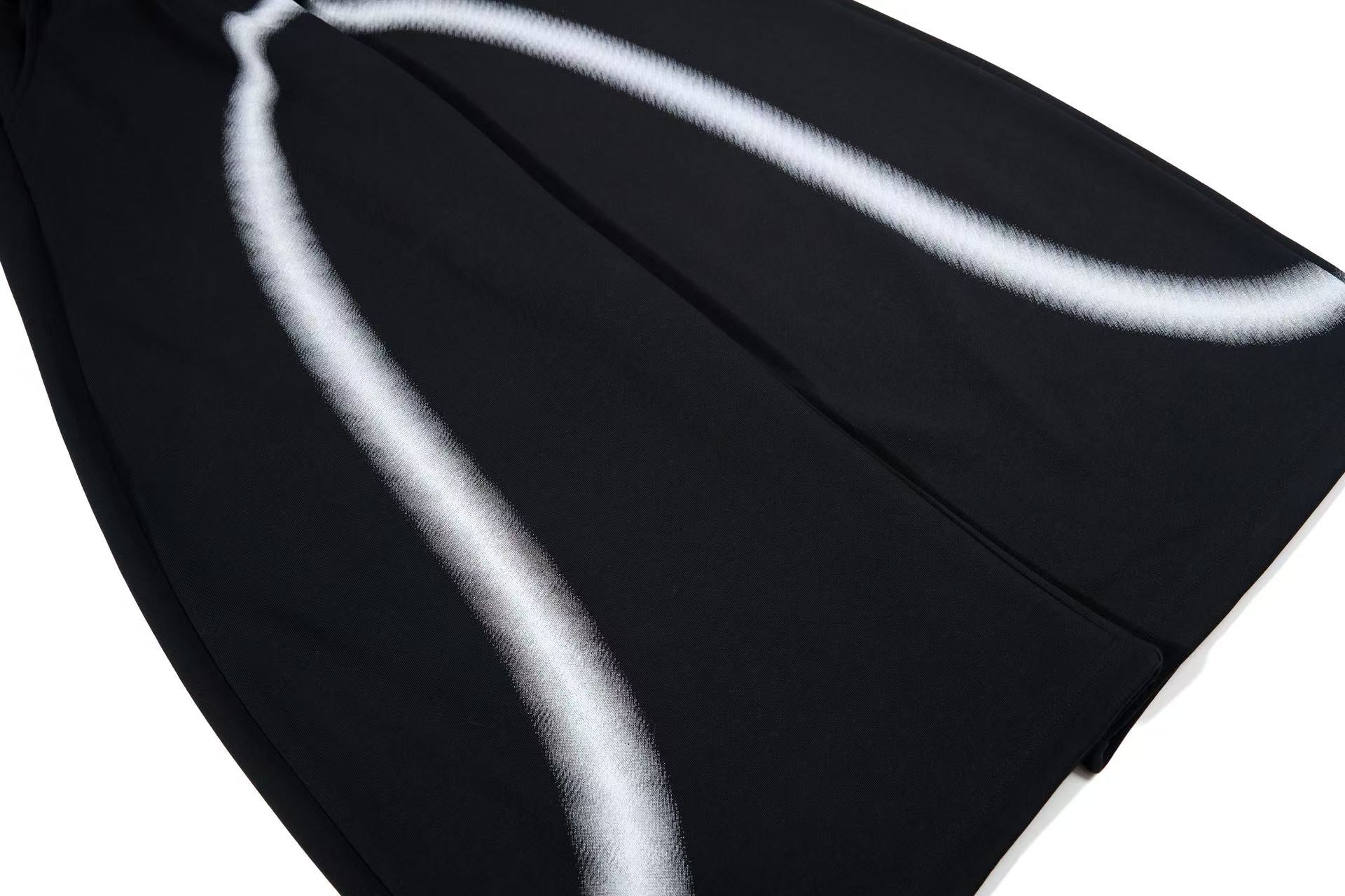 Spray-Paint Curve Graphic Baggy Wide-Leg Sweatpants