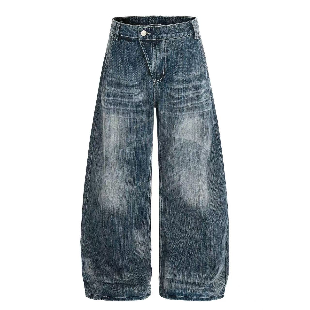 Asymmetrical Waist Baggy Jeans