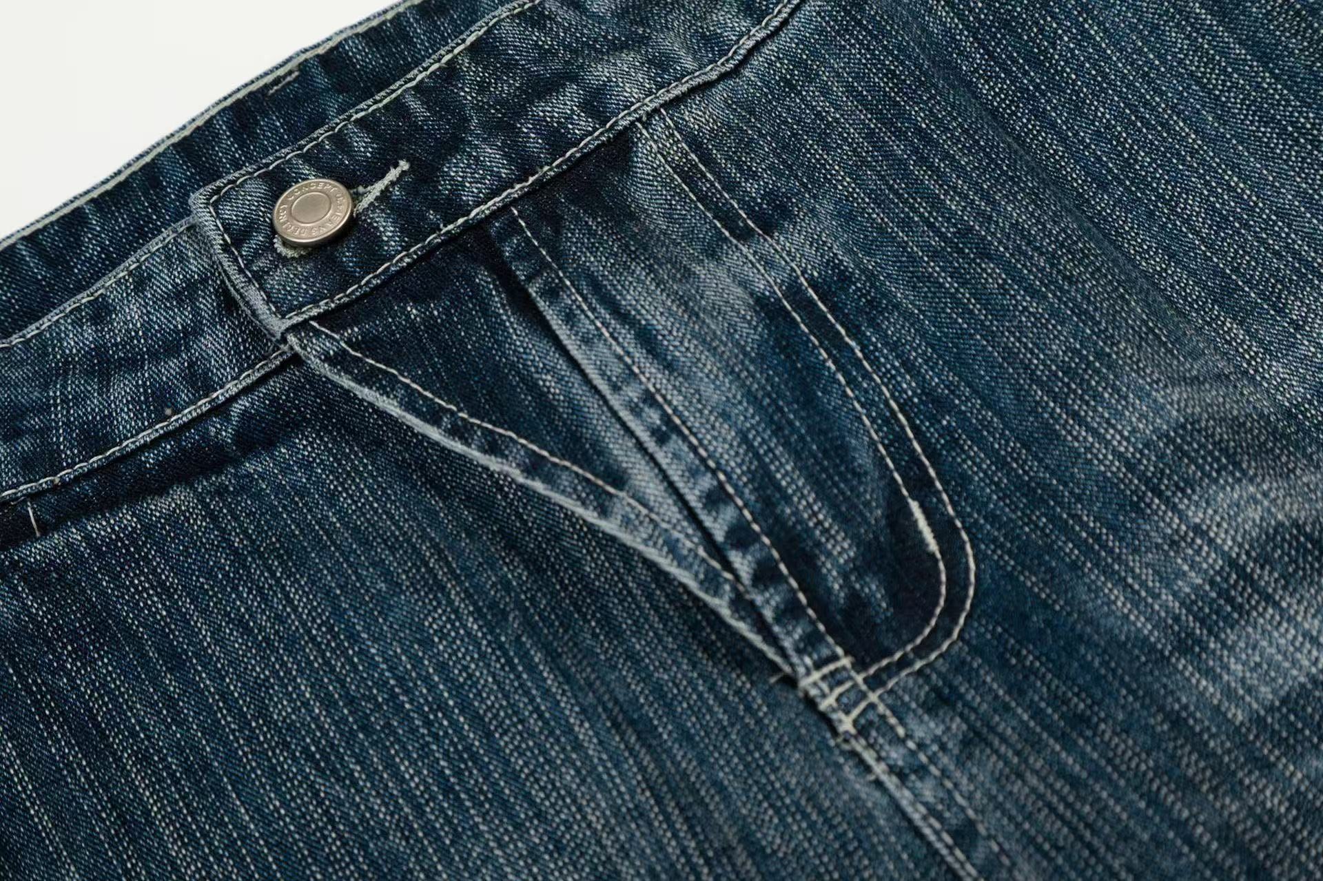 Asymmetrical Waist Baggy Jeans