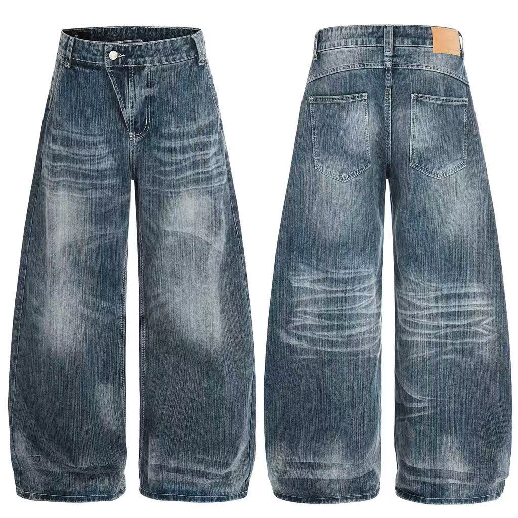 Asymmetrical Waist Baggy Jeans