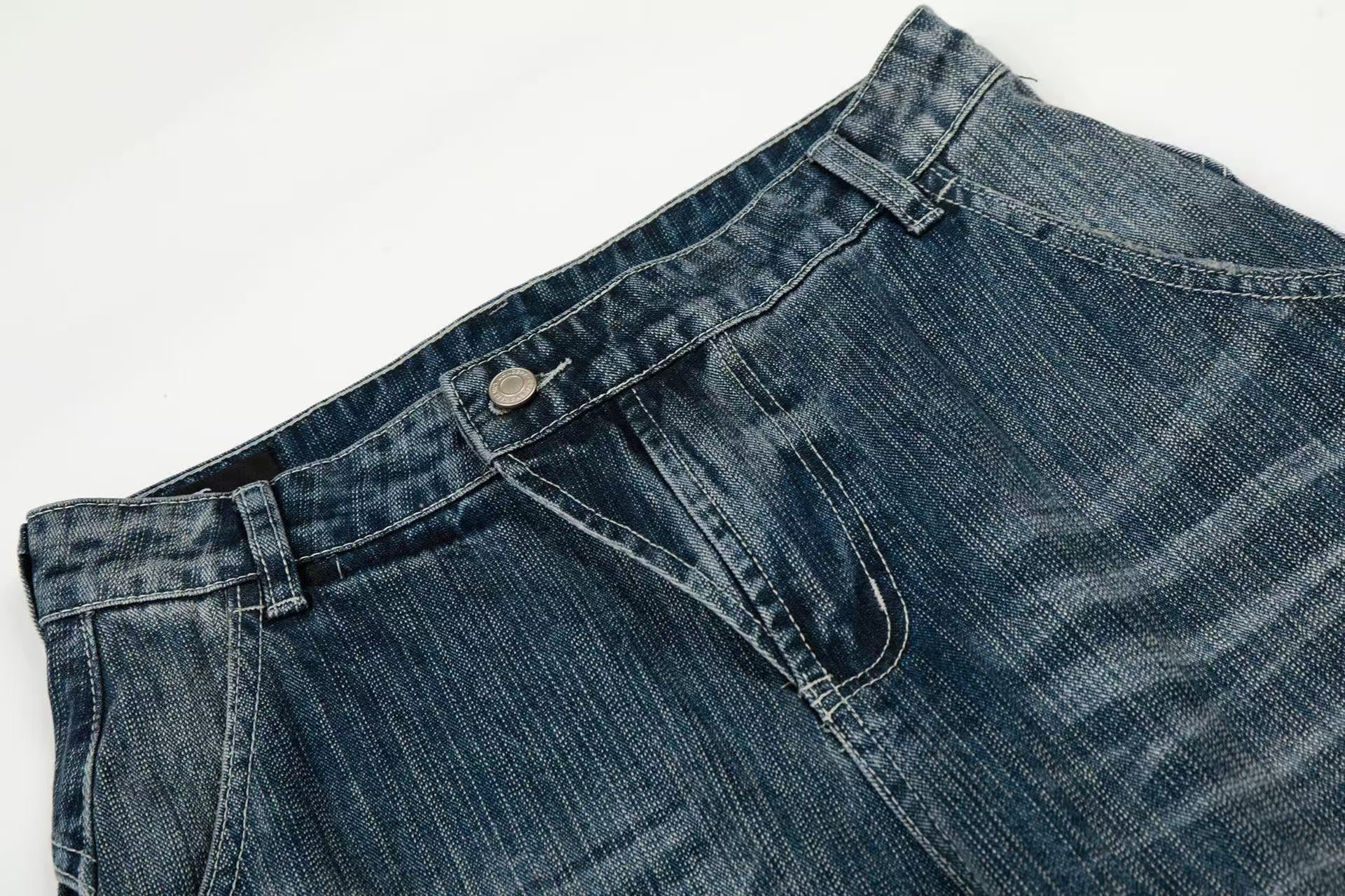 Asymmetrical Waist Baggy Jeans