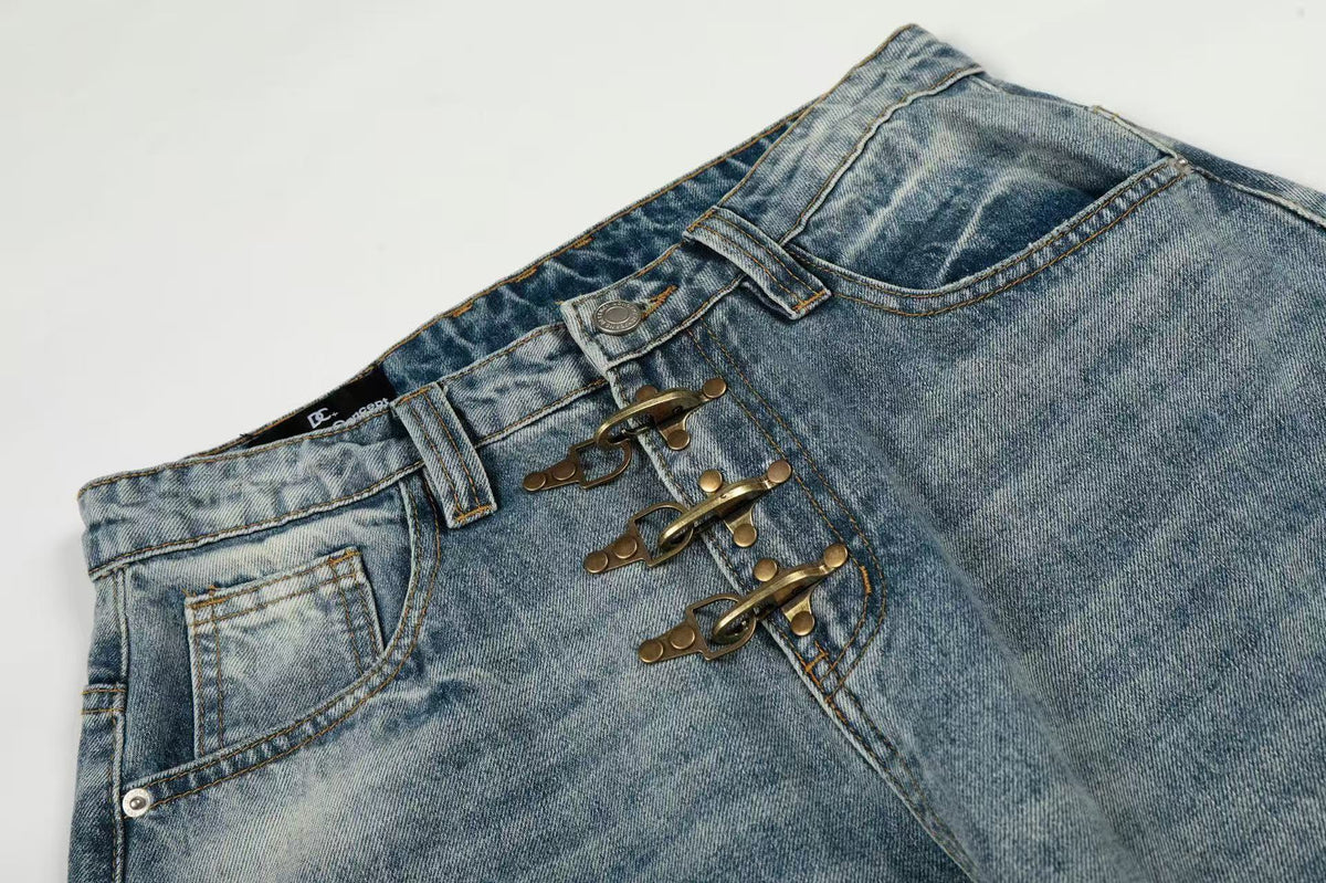 Vintage Faded Whisker Wash Baggy Jeans