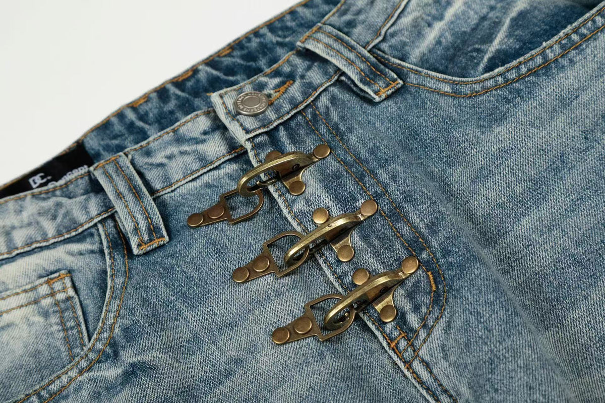 Vintage Faded Whisker Wash Baggy Jeans