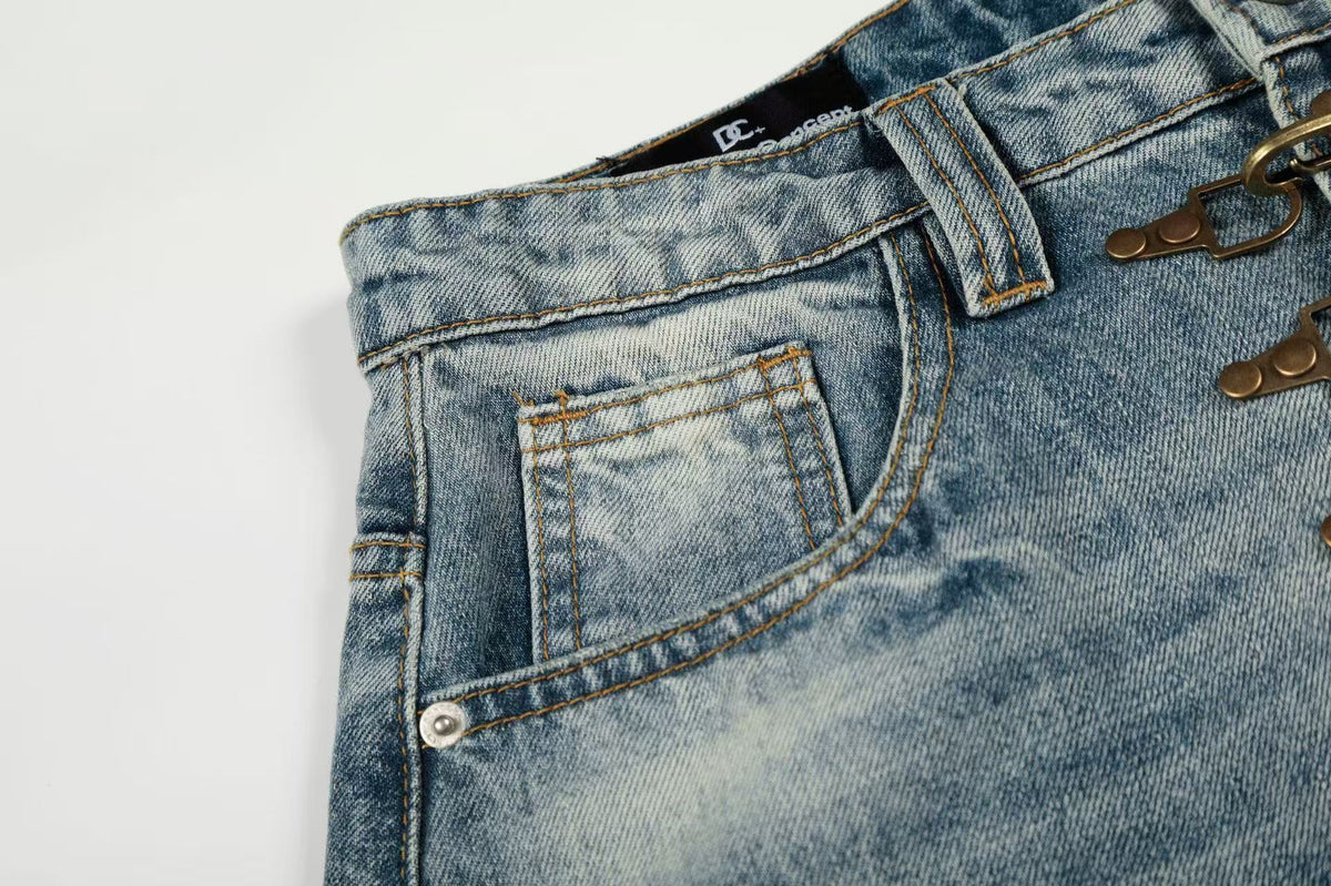 Vintage Faded Whisker Wash Baggy Jeans